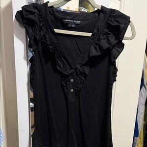 Veronica Beard Elegant Black Ruffle Blouse